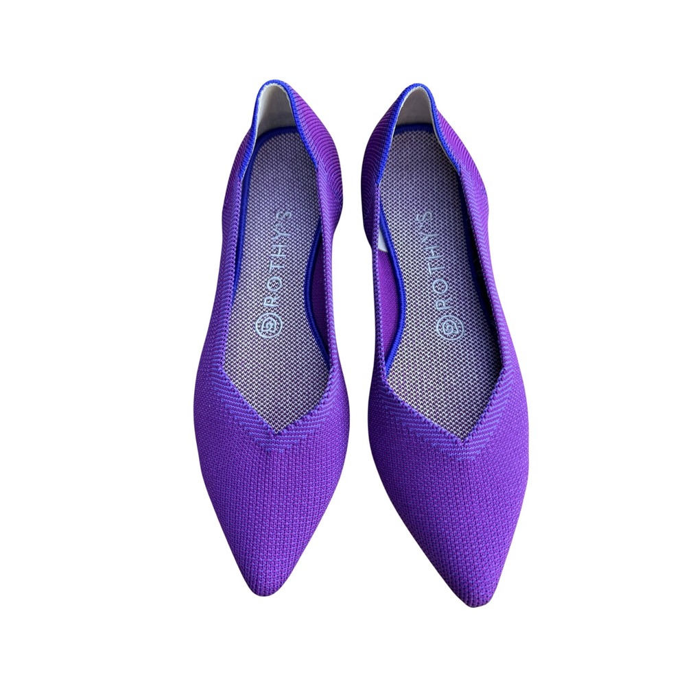 Rothys The Point Purple Knit Flats Womens Size 8 Pointed Toe Sustainable Shoes